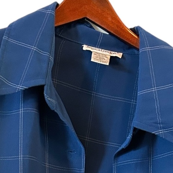 Jessica London size 1X open‎ front blue plaid type shirt - Picture 6 of 12